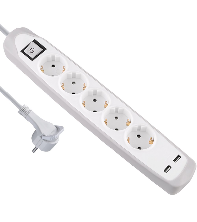 Dexim Akım Koruyucu 5'li Priz +2.1 A 2 li USB Giriş DAKSS0001