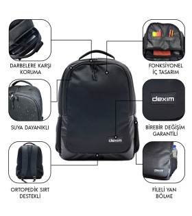 Dexim Venio 15.6″ Notebook Sırt Çantası Siyah - DXBP12
