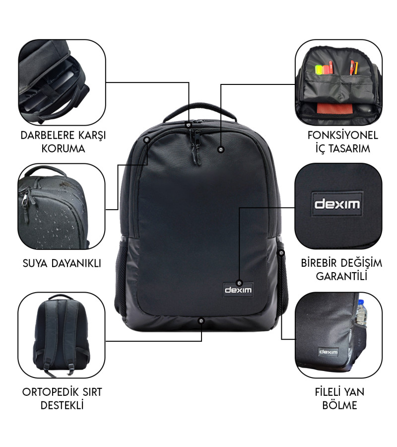 Dexim Venio 15.6″ Notebook Sırt Çantası Siyah - DXBP12